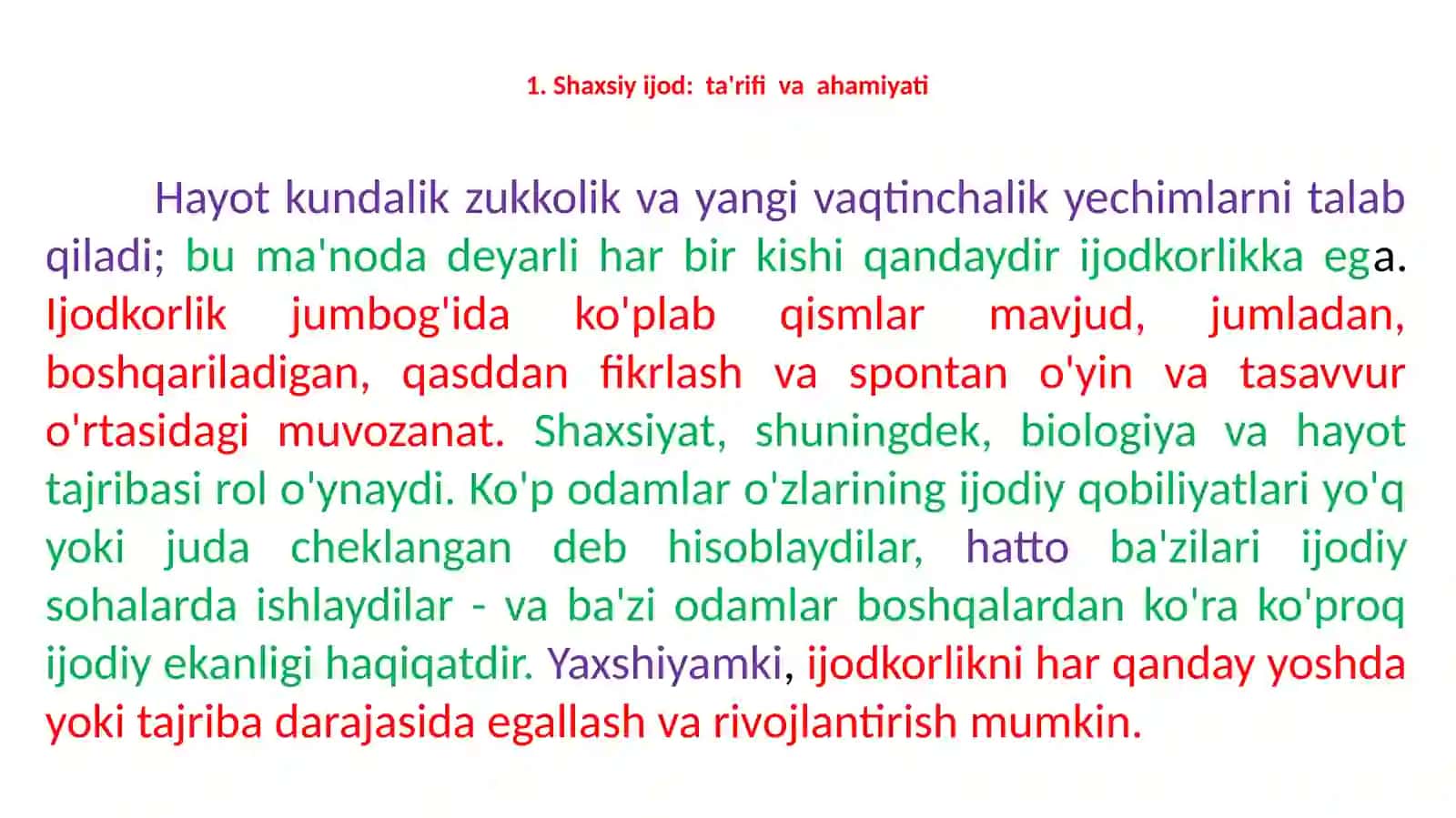 Shaxsiy ijod va ijodiy fikrlash vositalari 2