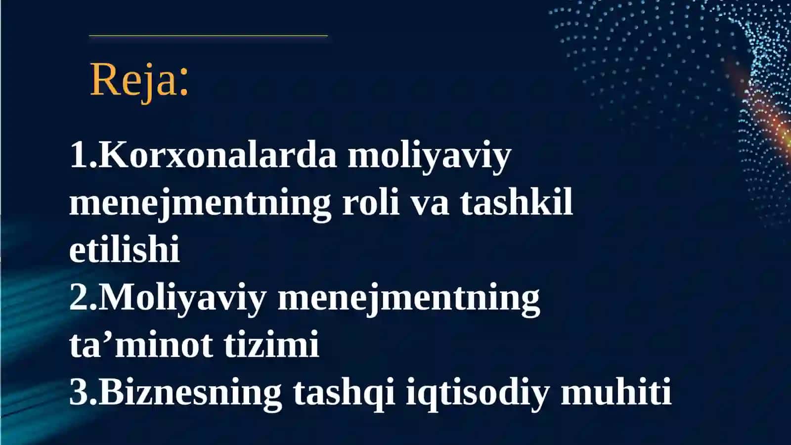 MOLIYAVIY MENEJMENTNI TASHKIL ETISH MEXANIZMI VA KORXONALARDA TASHKILIY XUSUSIYATLARI 2
