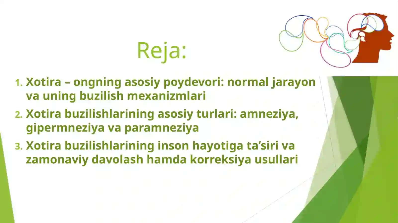Xotiraning buzilishi va uning turlari 2