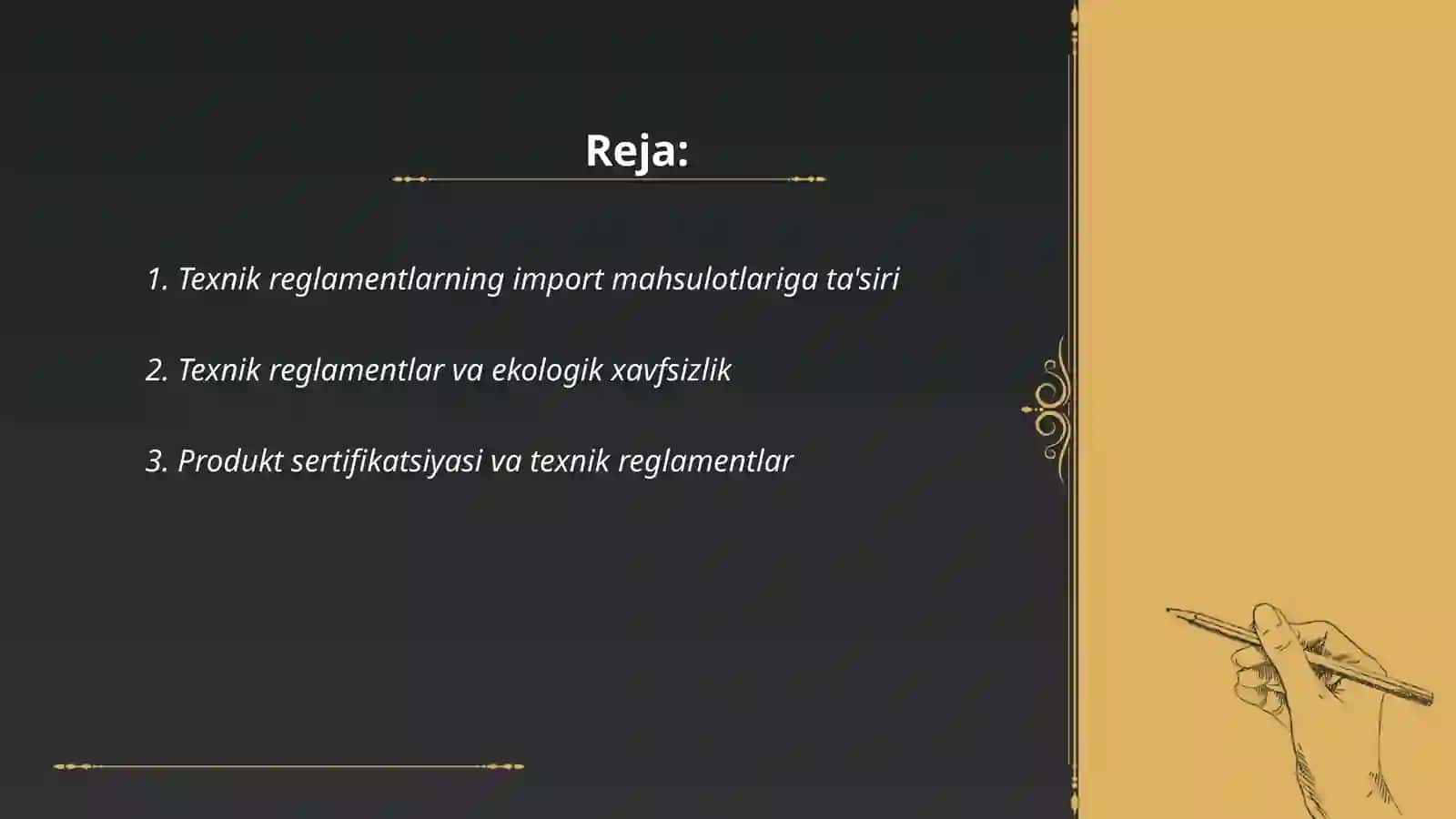 Texnik Reglamentlar va ularni ishlab chiqarish 2