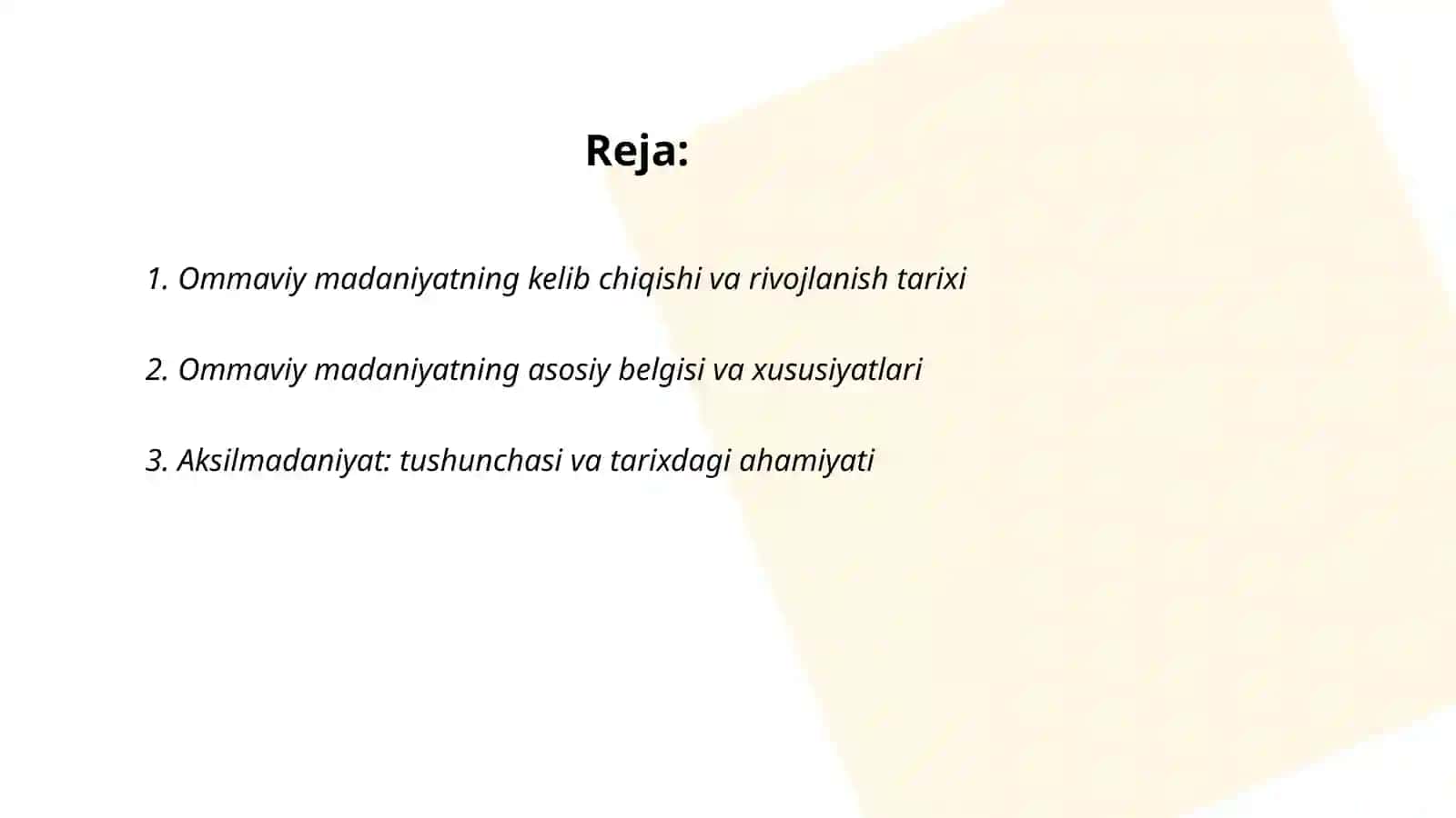 Ommaviy madaniyatning shakllanish tarixi va uning turlari 2