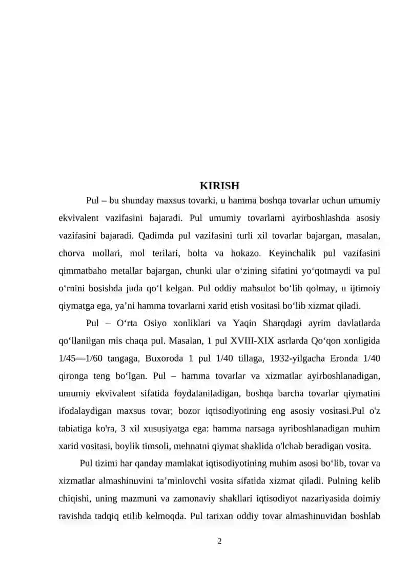 Pulning kelib chiqishi, mazmuni va funksiyalari 2