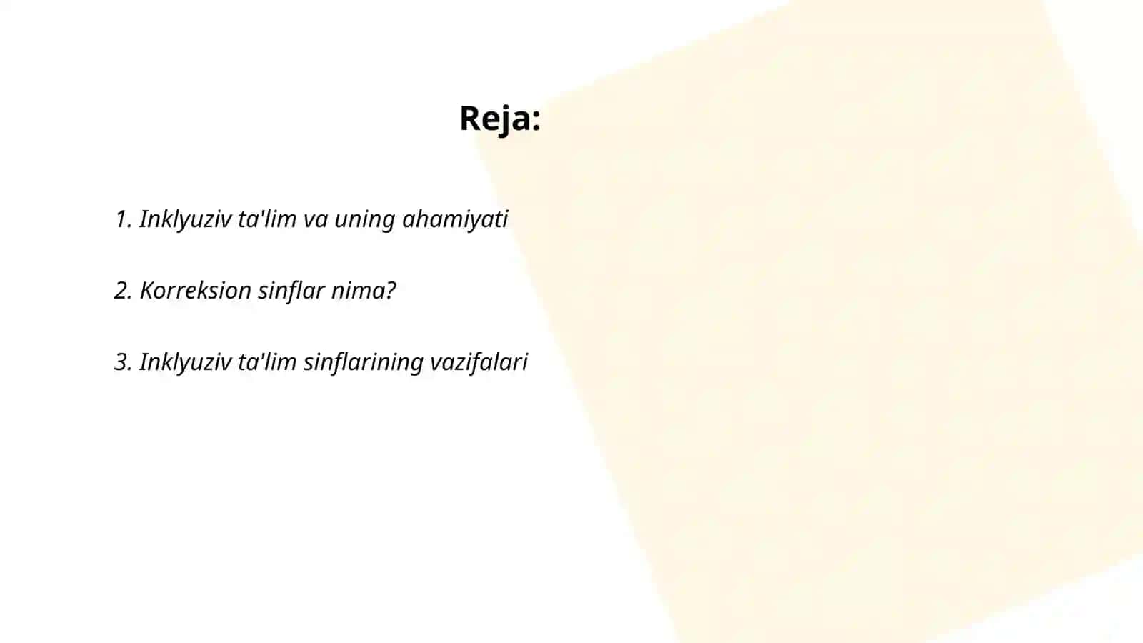 Inklyuziv taʼlim sinflari va boshlangʻich tayanch korreksion sinflarga qabul qilinmaydigan bolalar toifalari haqida tushuncha 2