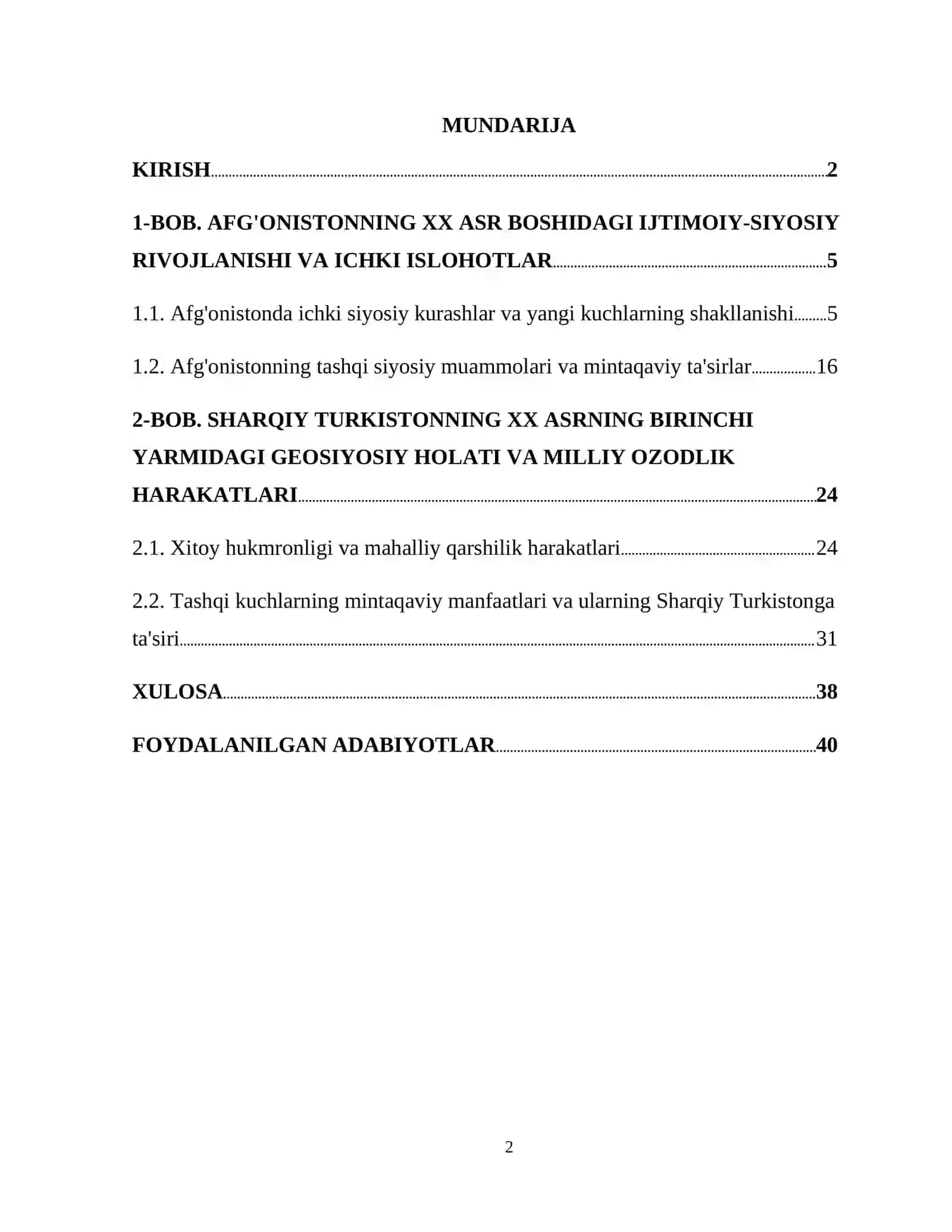 XX asrning birinchi yarmida Afgoniston va Sharqiy Turkiston ijtimoiy siyosiy vaziyat (Sharq mamlakatlari va mintaqalari) 2