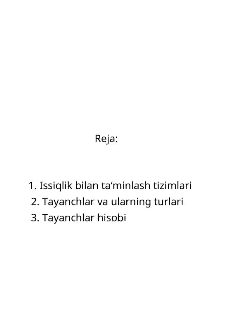 Issiqlik bilan ta'minlash tizimida o'rnatilgan tayanchlarning hisobi 2