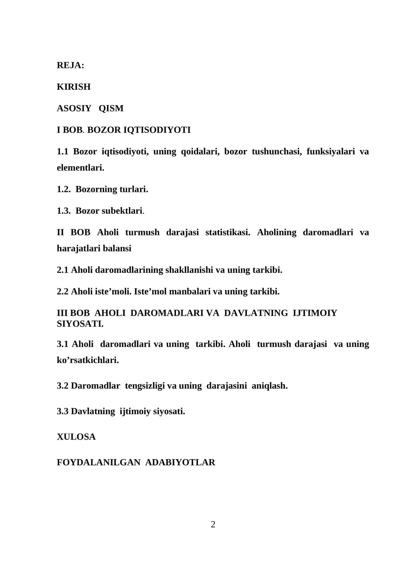 Bozor iqtisodiyoti sharoitida daromadlar tengsizligi 2