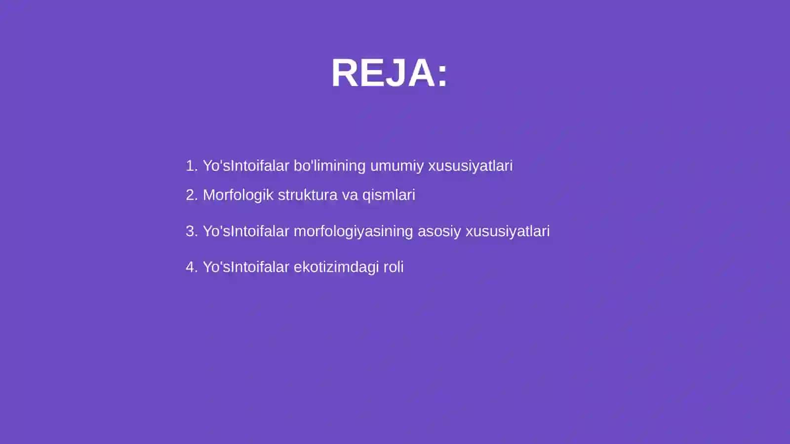 Yo'sintoifalar bo'limining umumiy morfologik va ekologik xususiyatlari 2