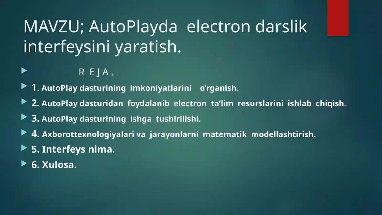 AutoPlayda electrondarslik interfeysini yaratish 2