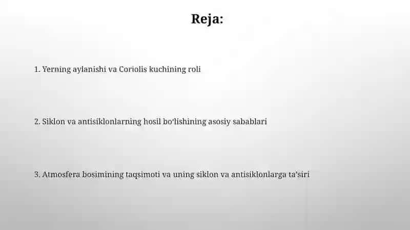 Siklon va antisiklonlarning shakllanishining asosiy sabablarini aniqlash 2