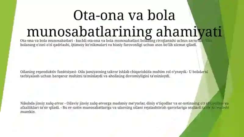 Ota - Ona Va Bola Munosabatlari Tizimi 2
