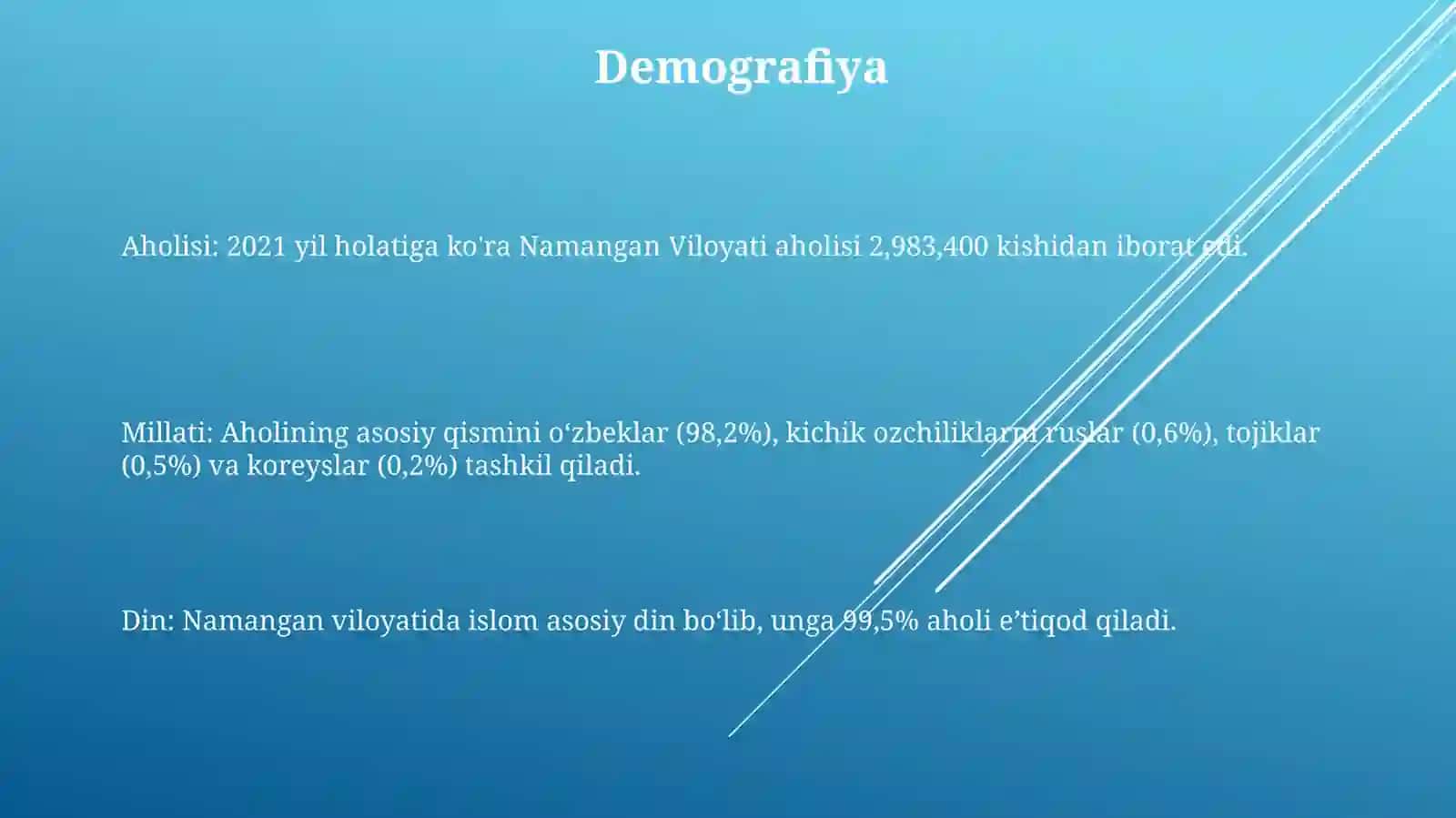 Namangan Viloyati Statistikasi 2