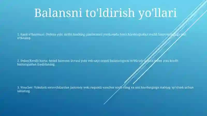 Balansni To'Ldirish 2