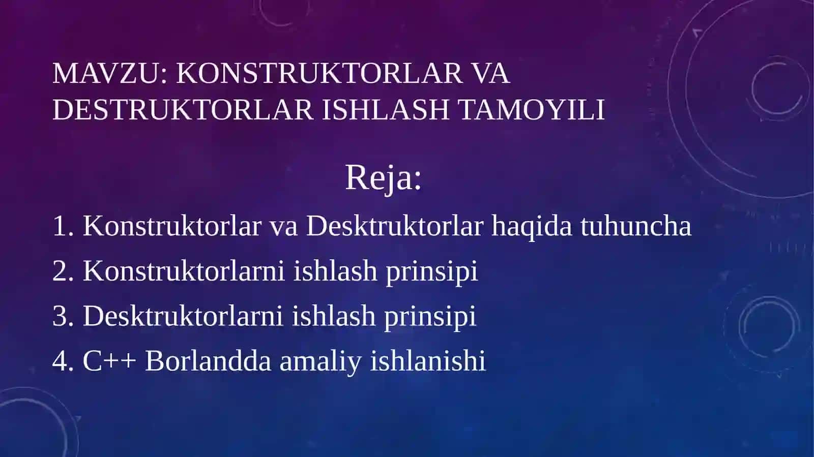 Konstruktorlar va Desktruktorlar ishlash tamoyili 2