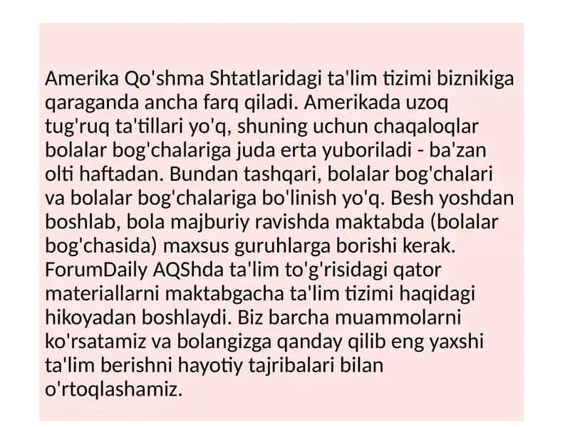 AQSh damaktabgacha ta'lim tizimi 2