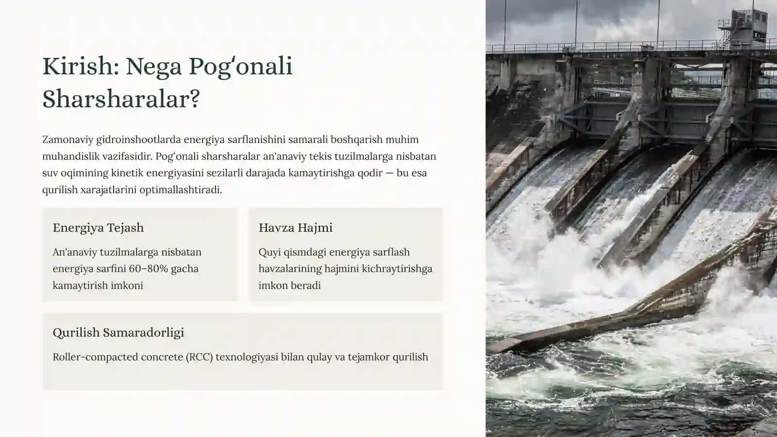 Pogʻonali Sharshara InshootlariningGidravlikXisobi 2