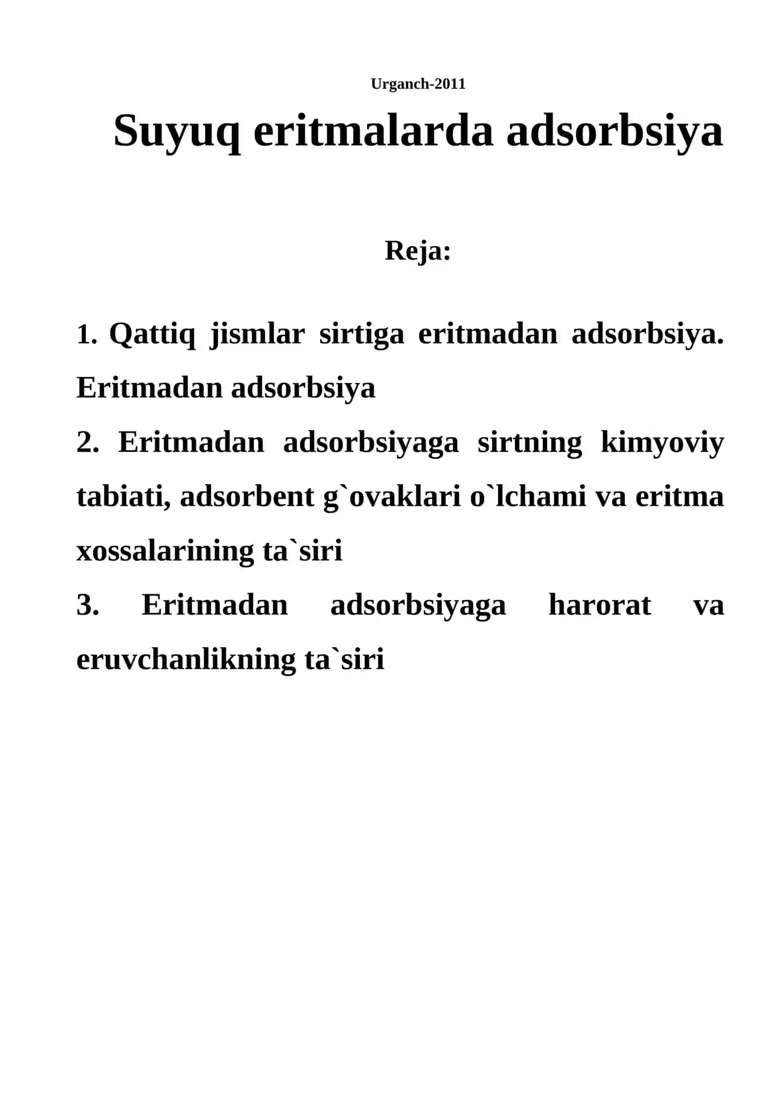 Kimyo texnologiya fakulteti 201-kimyo guruhi talabasi Eshchanova Zulxumorning 2