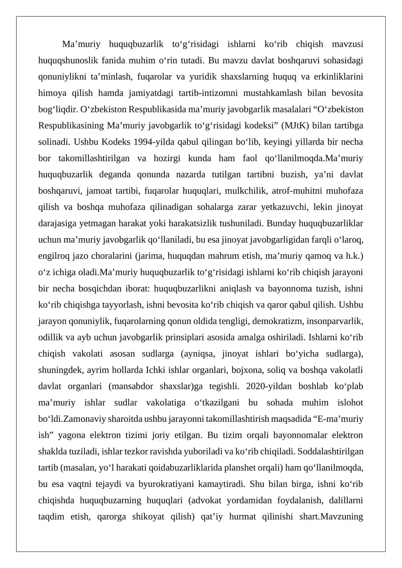 Ma’muriy huquqbuzarlik to’g‘risidagi ishlarni ko‘rib chiqish 2