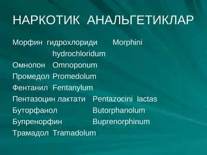 НАРКОТИК ВА НОНАРКОТИК АНАЛЬГЕТИКЛАР 2