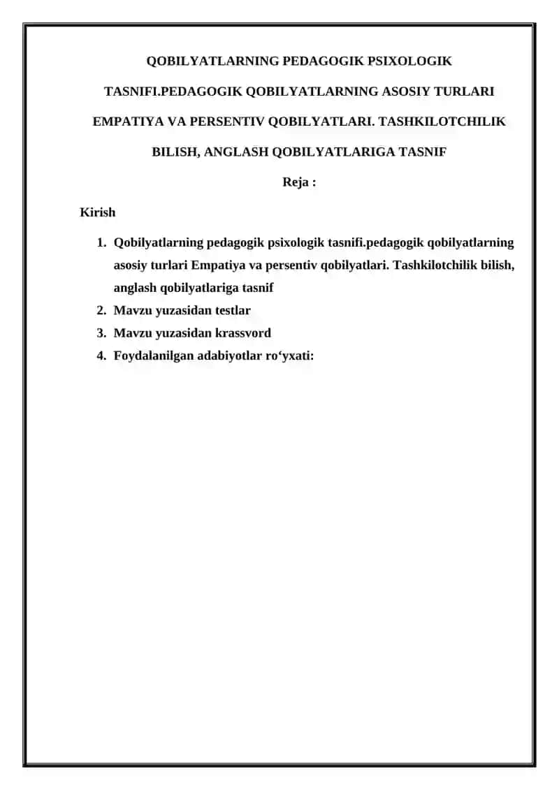 Qobilyatların Pedagogik Psixologik Tasnifi 2