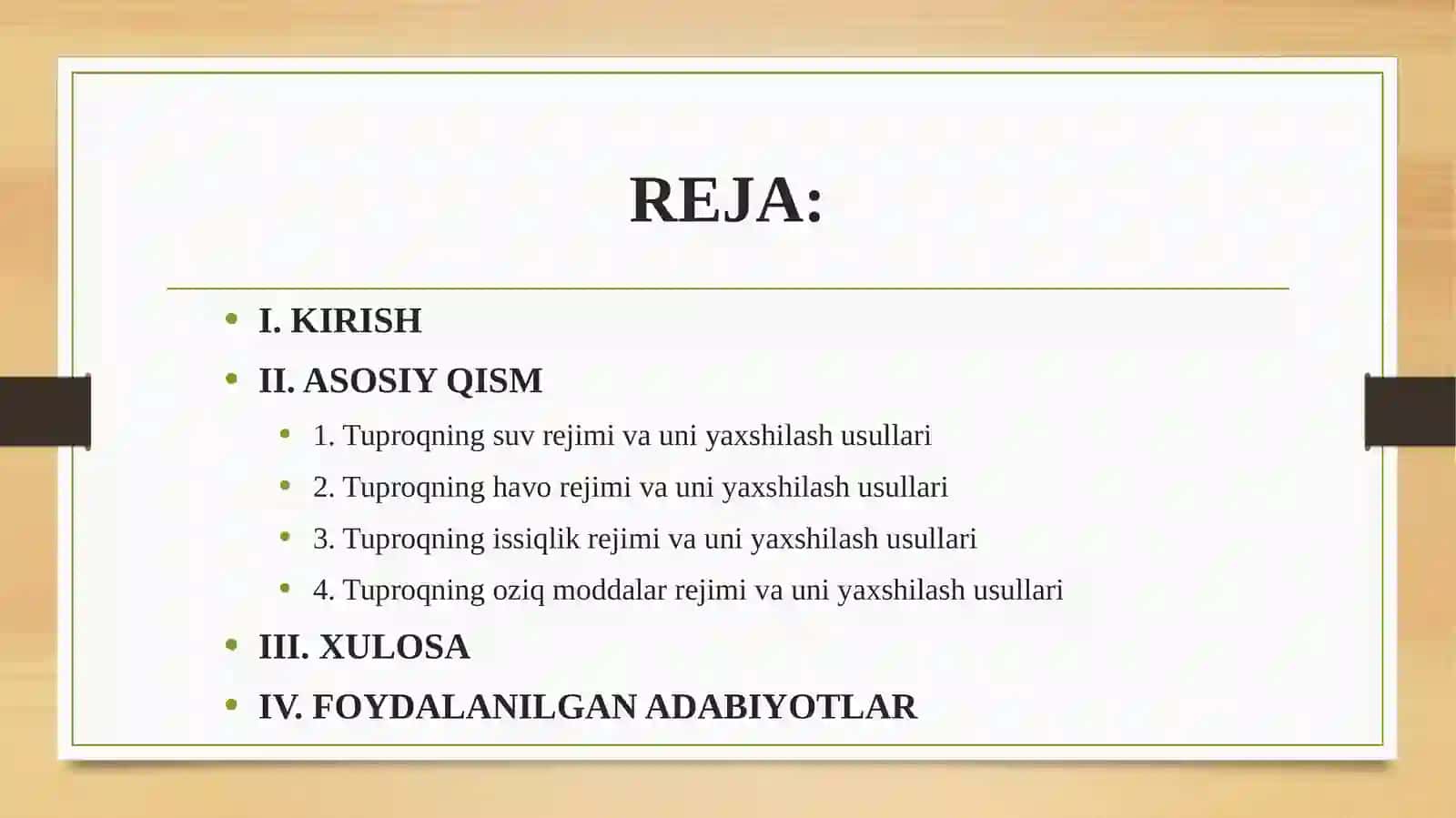 TUPRОQNING SUV, HAVО,ISSIQLIK VAОZIQ REJIMLARINI YAXSHILASH BO’YICHA ILMIY MAQОLALARNI SHARHI 2