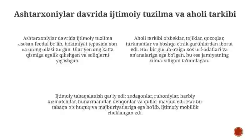 Ashtarxoniylar davrida ijtimoiy tuzilma va aholi tarkibi 2