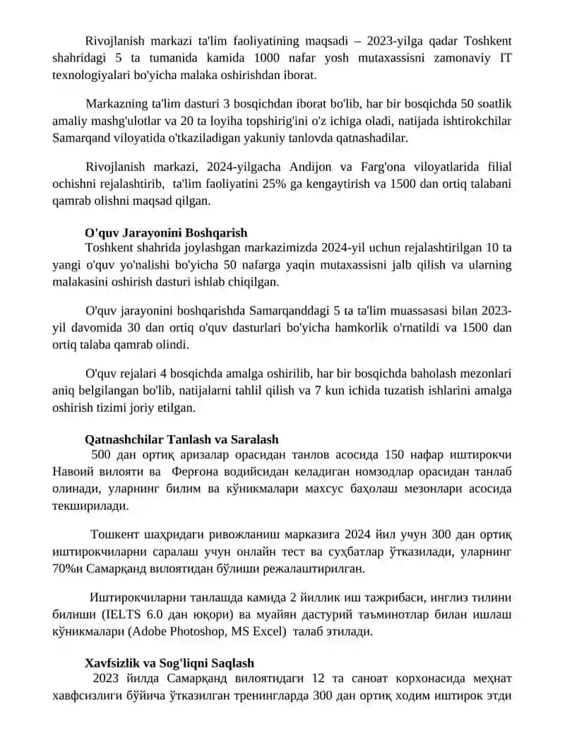 Rivojlanish markazlari taʼlim faoliyati va ularga qoʻyiladigan talablar 2