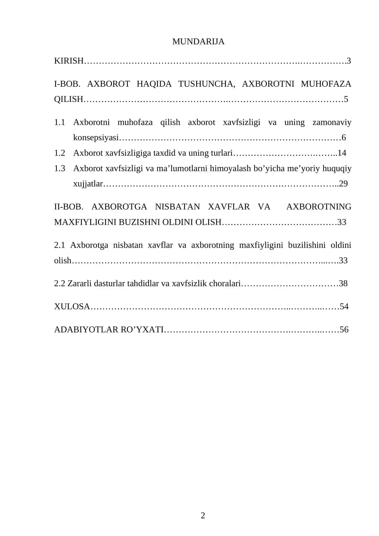 Axborotlarga nisbatan xavflar va axborot xavfsizligi yo’nalishi istiqbollari 2