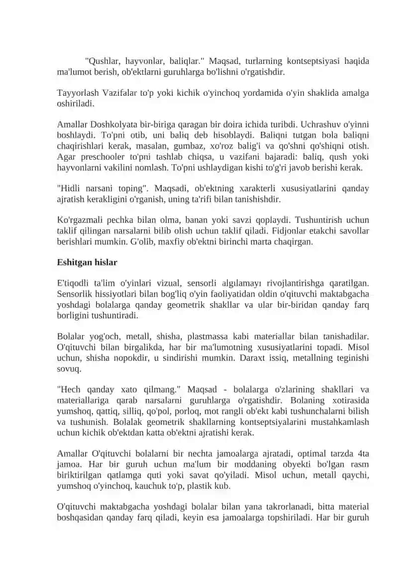 Ekologiya mashg’uloti uchun didaktik o’yin 2