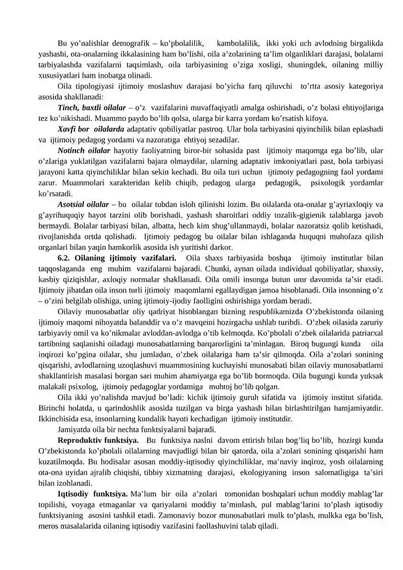 OILADA OLIB BORILADIGAN IJTIMOIY-PEDAGOGIK FAOLIYAT 2