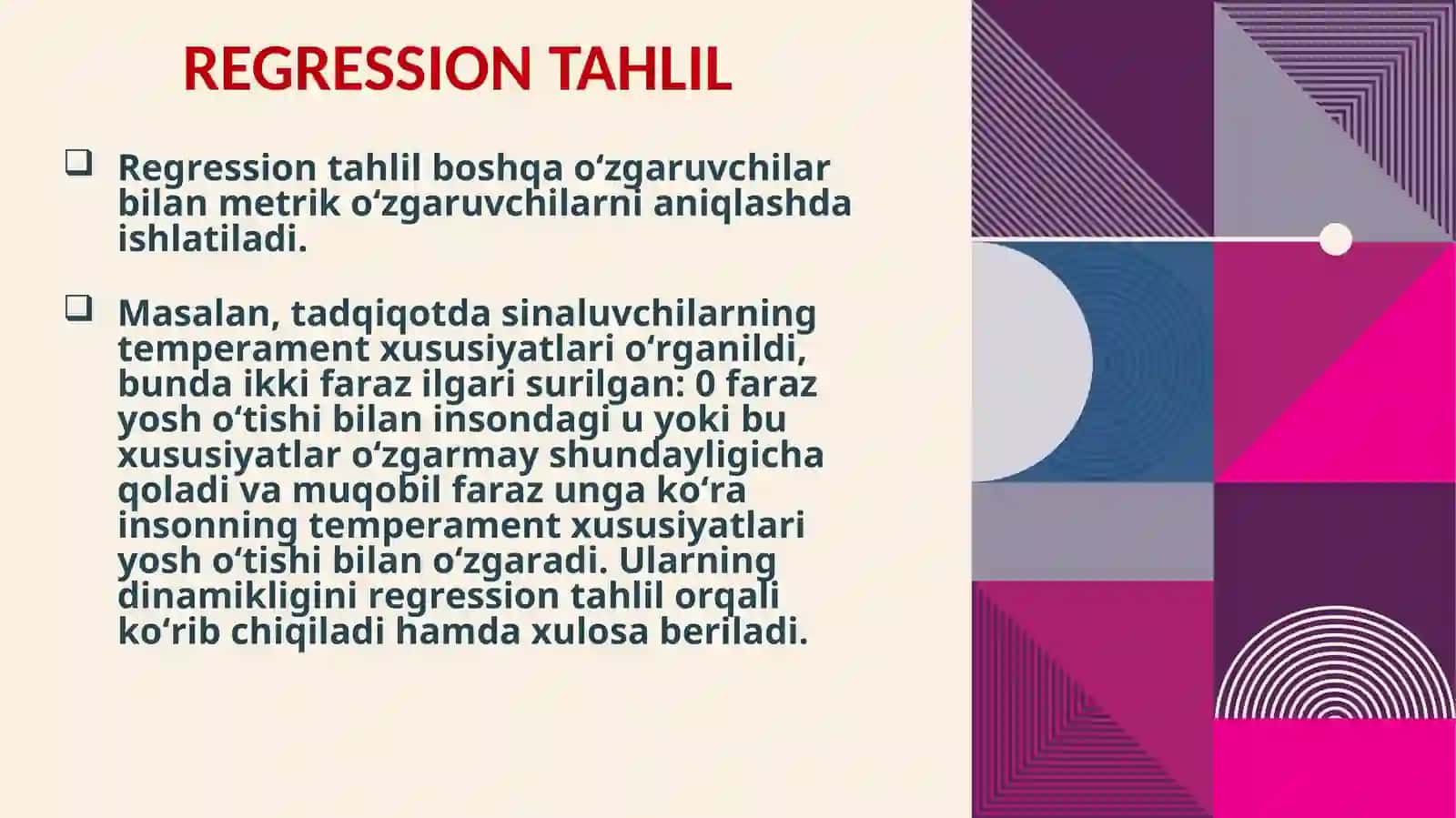 Regression tahlil mezoni 2