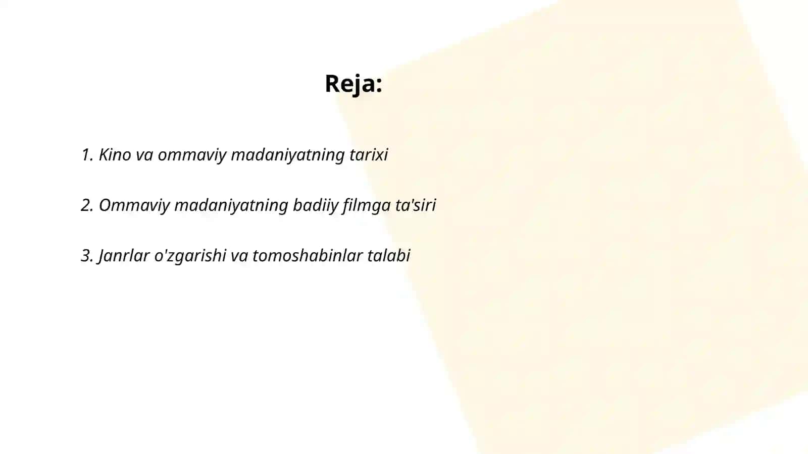 Kino va ommaviy madaniyatning tarixi 2