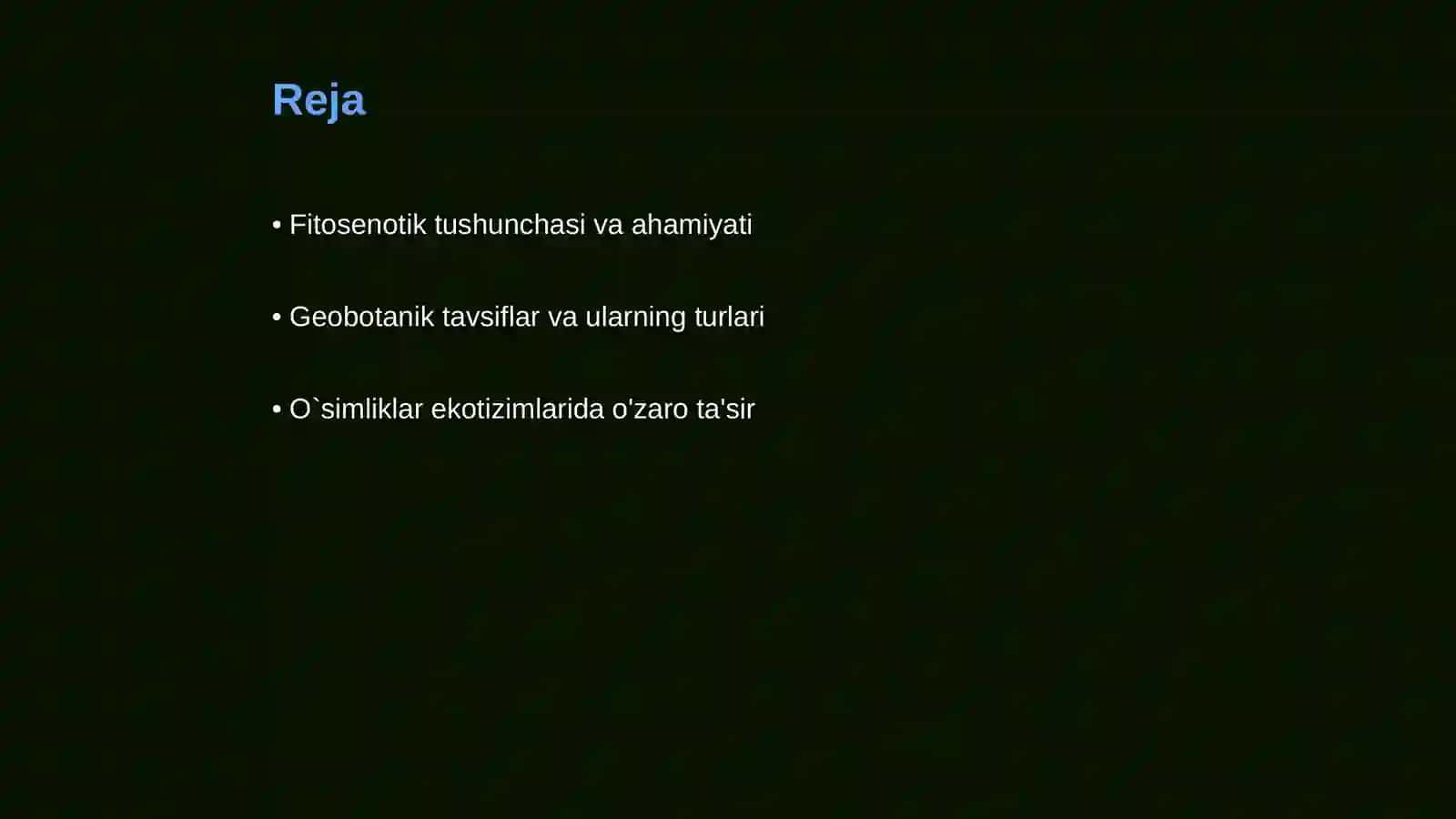 O`simliklarga fitosenotik va geobotanik tavsif berish 2