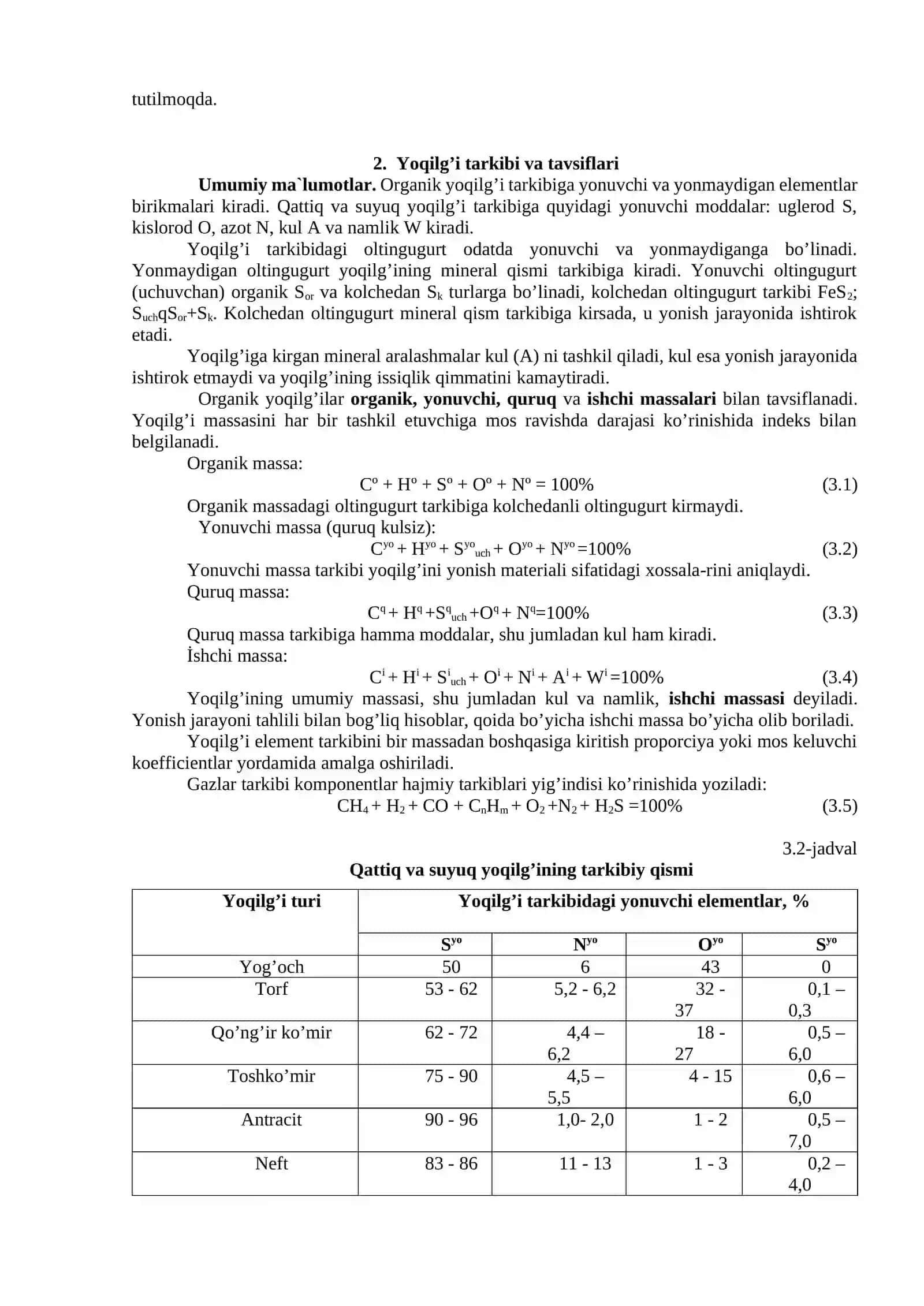 Yoqilg’i va yonish nazariyasi asoslari 2