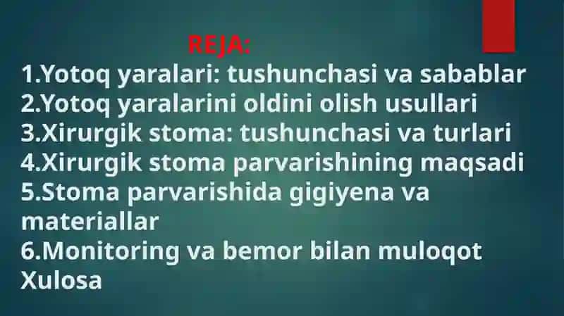 Bemorlarda yotoq yaralarini oldini olish va xirurgik stomani parvarish qilish 2