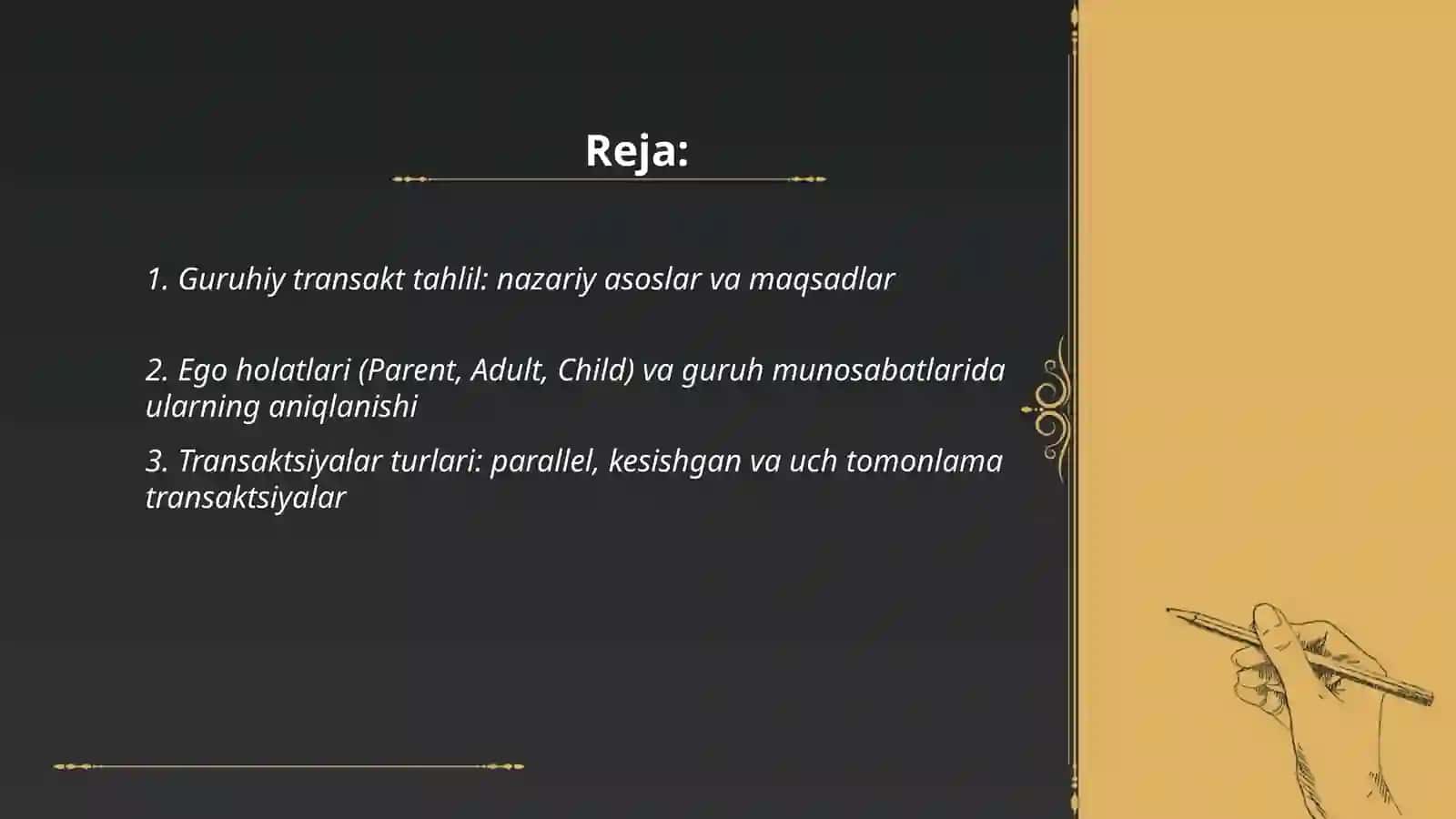 Guruhiy transakt tahlil: nazariy asoslar va maqsadlar 2