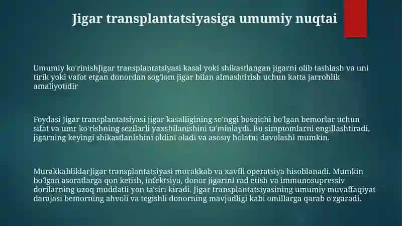 Jigar Transplantatssiyasi 2