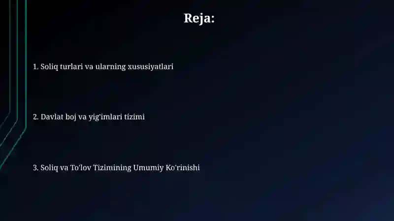 Soliqlar va yig'imlar tizimi hamda ularning turlari 2