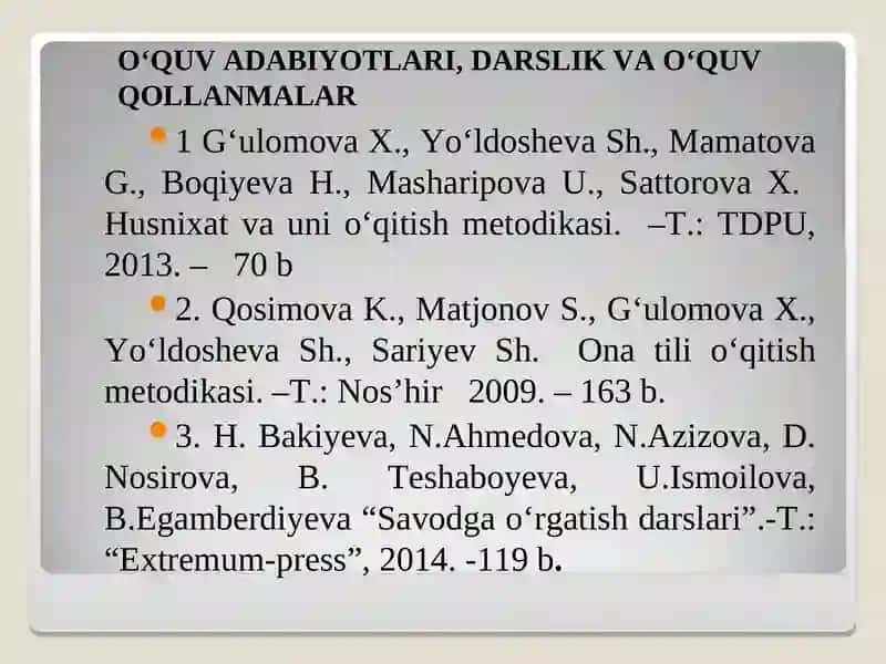 Husnixat va uni oʻqitish metodikasi 2