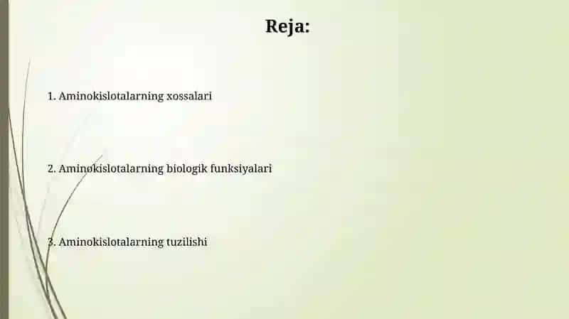 Aminokislotalar. tuzulishi, xossalari va biologik vazifalari 2