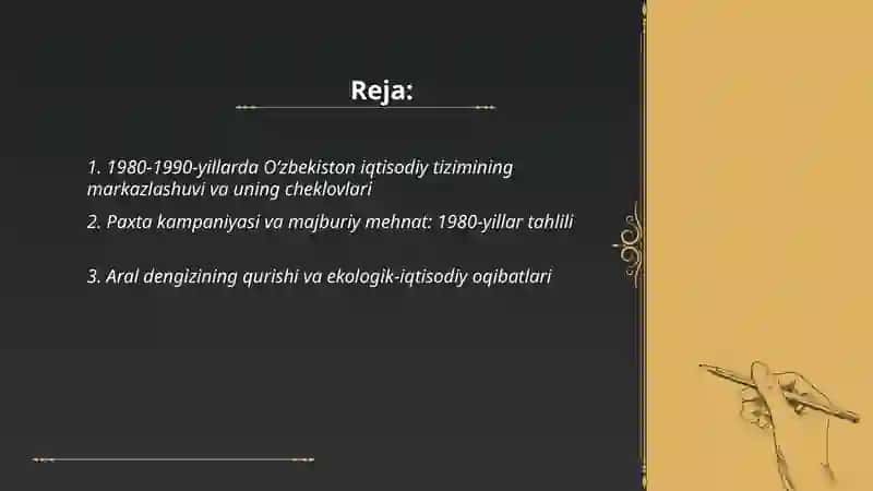 1980-1990-yillar oraligʻida oʻzbekiston tarixidagi iqtisodiy va siyosiy holat 2