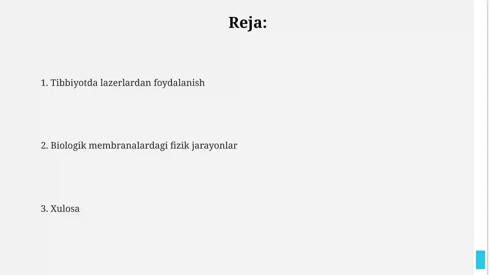 Lazerning tibbiyotda qo‘llanishi. Biologik membranalardagi fizik jarayonlar 2