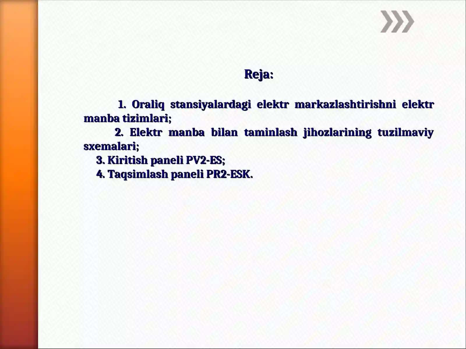Oraliq stansiyalardagi elektr markazlashtirish qurilmalarining elektr ta’minoti 2