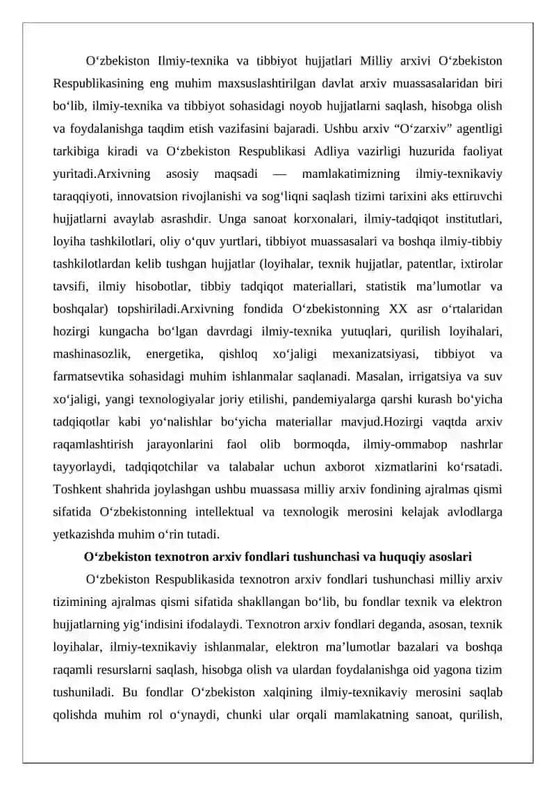 O‘zbekiston Ilmiy-texnika va tibbiyot hujjatlari Milliy arxivi 2