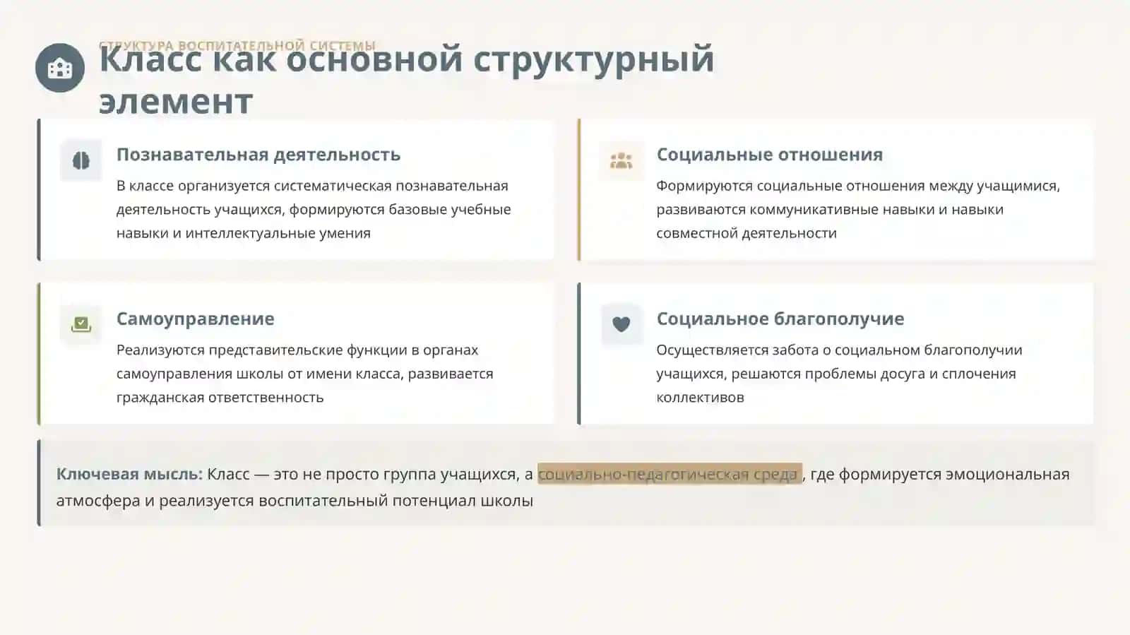 Деятельность классного руководителя в системе воспитательной работы школы 2