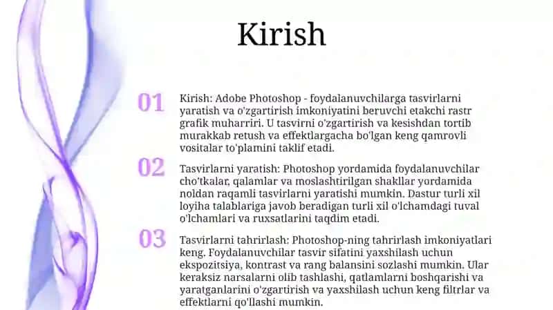 Adobe Photoshop Dasturida Tasvirlar Hosil Qilish Va UlarniTahrirlash 2