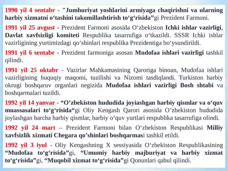 O‘zbekiston Respublikasining qurolli kuchlari 2
