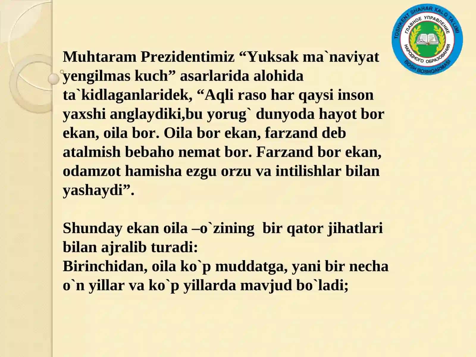 Yoshlarni ayniqsa qizlarni oilaviy hayotga tayyorlash, erta turmush qurishning oldini olish 2
