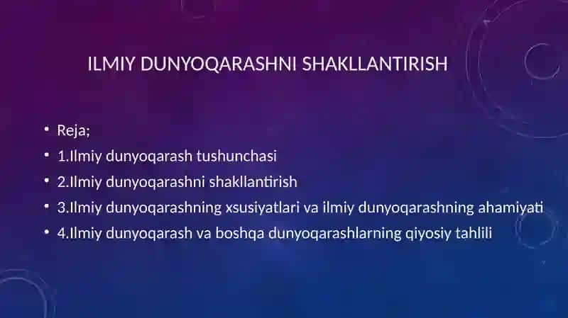 Ilmiy dunyoqarashni shakllantirish 2