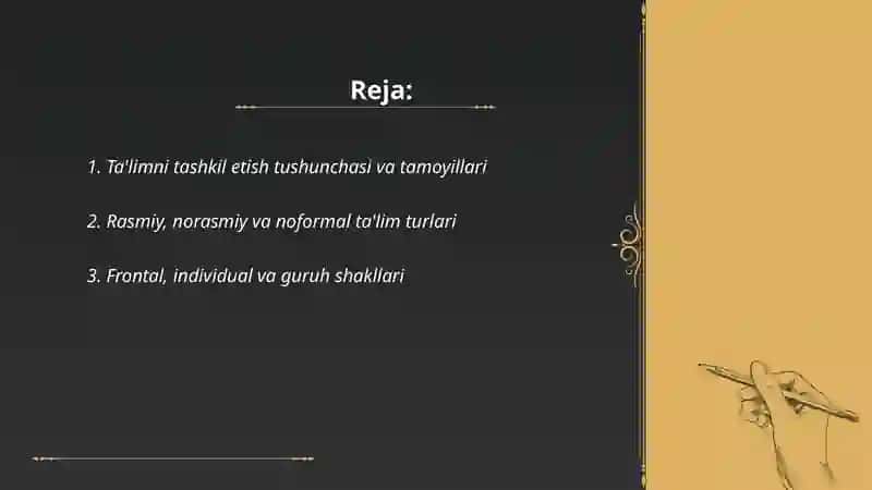 Talimni tashkil etish turlari va shakllari 2