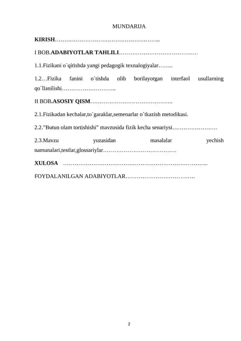 “Fizikadan kechalar,to'garaklar,semenarlar o`tkazish metodikasi" 2